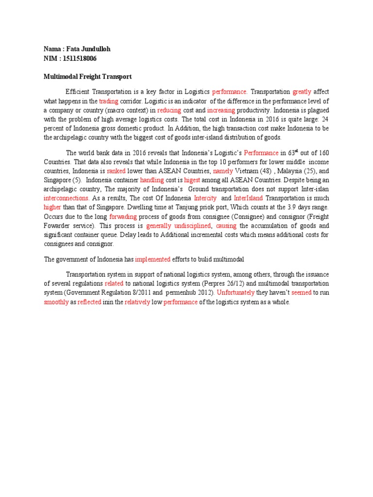 Indonesia's Multimodal Freight Challenges | PDF | Business Process | Trade