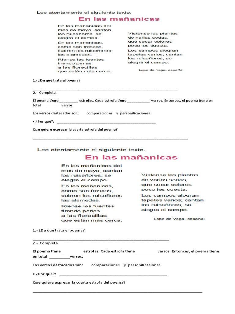 Análisis de Poemas para Niños | PDF | Artes del Lenguaje y Comunicación ...