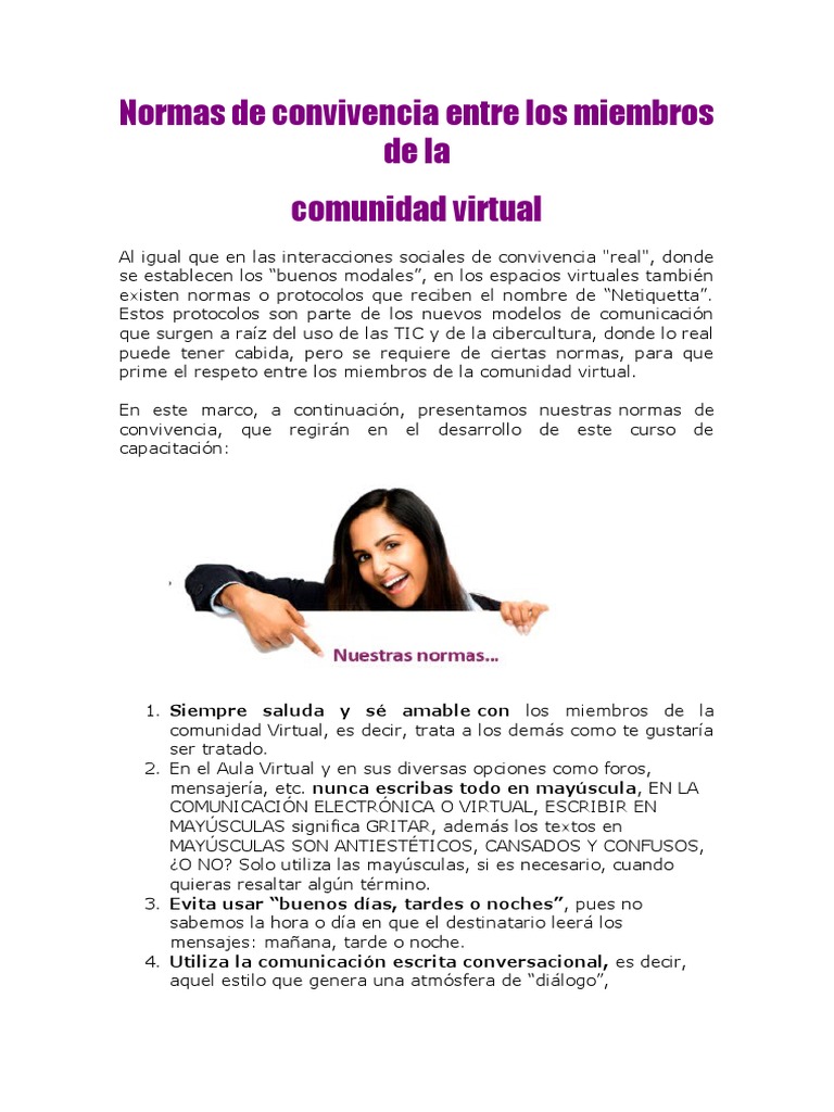 Normas de Convivencia en El Aula Virtual | PDF | Comunicación ...