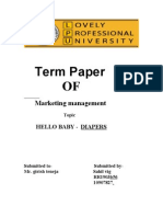 Marketing management Term Paper - HELLO BABY DIAPERS
