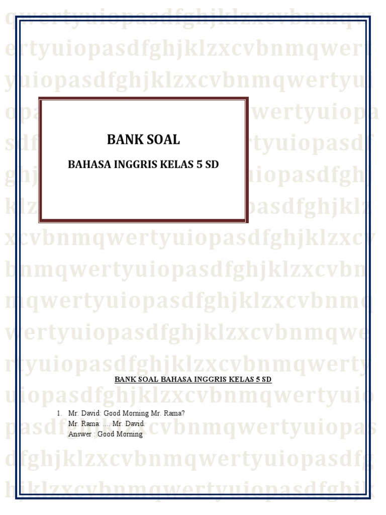 Soal Bahasa Inggris Kelas 5 Sd Docx