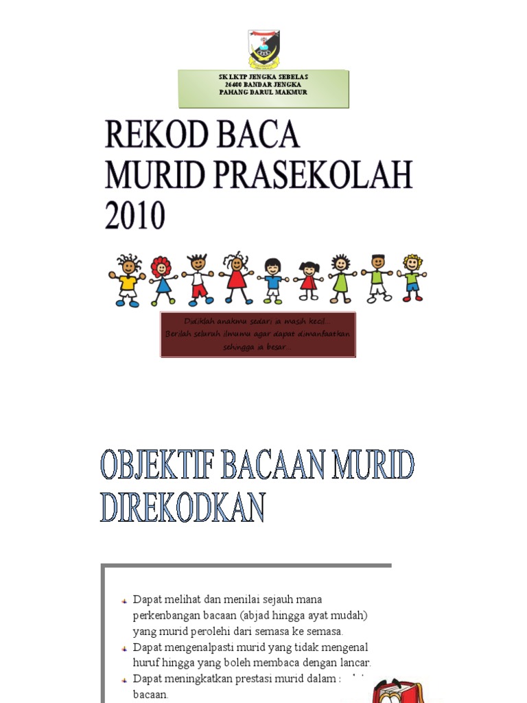 Contoh Rekod Baca Murid Prasekolah