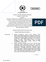 UU 2 Tahun 2020 - Penetapan Perppu 1 Tahun 2020 Menjadi UU PDF