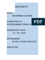 1 Assignment: Name: Muhammad Rizwan