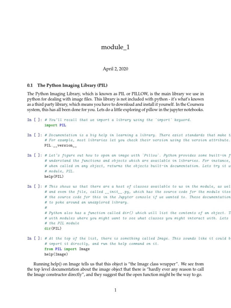 Module - 1: 0.1 The Python Imaging Library (PIL) | PDF | Library ...
