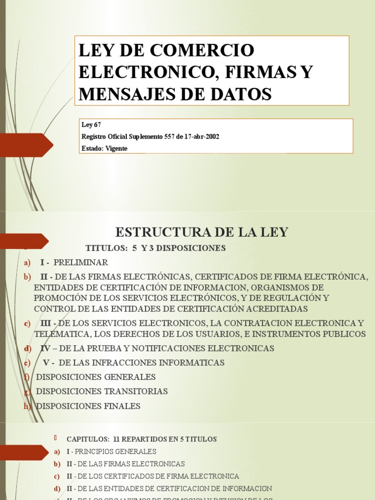Ley De Comercio Electronico Firmas Y Mensajes Pdf Gobierno