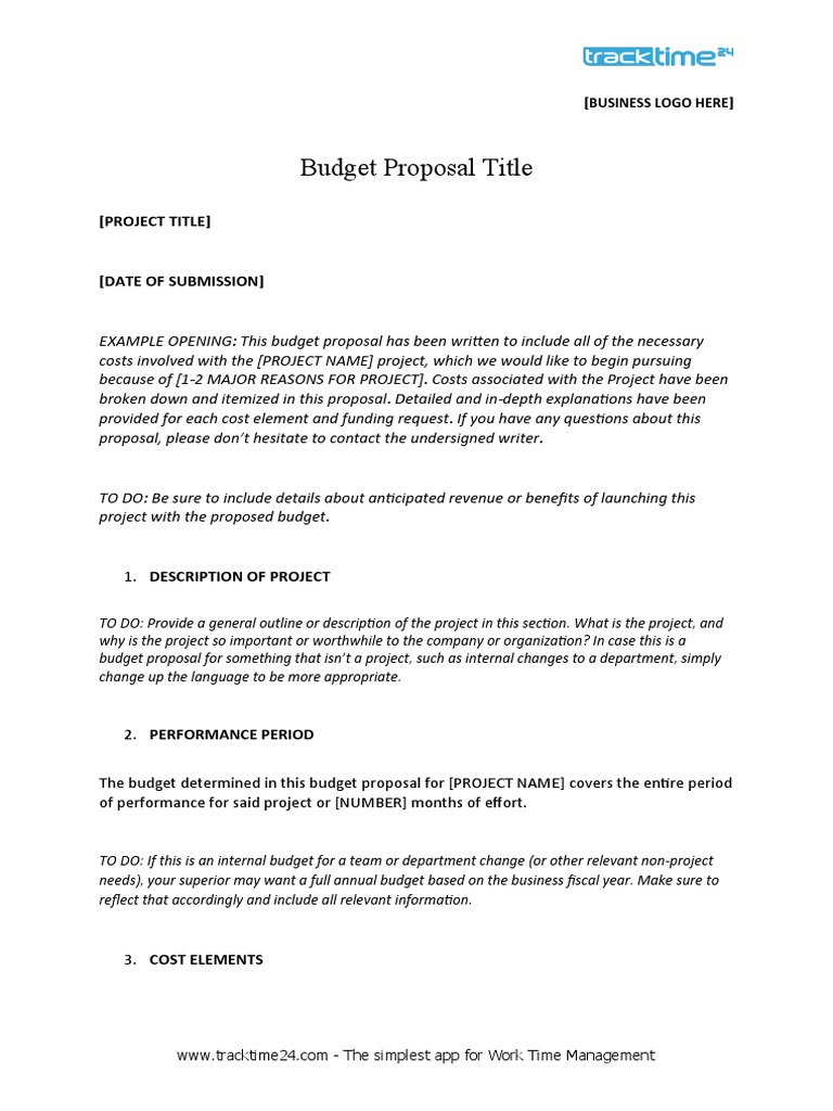 Budget Proposal Template TrackTime24 | Download Free PDF | Business ...