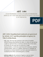 Unauthorized Contracts Are Governed by Article 1317 and The Principles of Agency in Title X of This Book