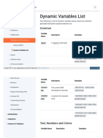 Dynamic Variables List: Common