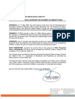 Memorandum Circular No. 2020 - 014 Supplemental Advisory on Payment of Annuity Fees
