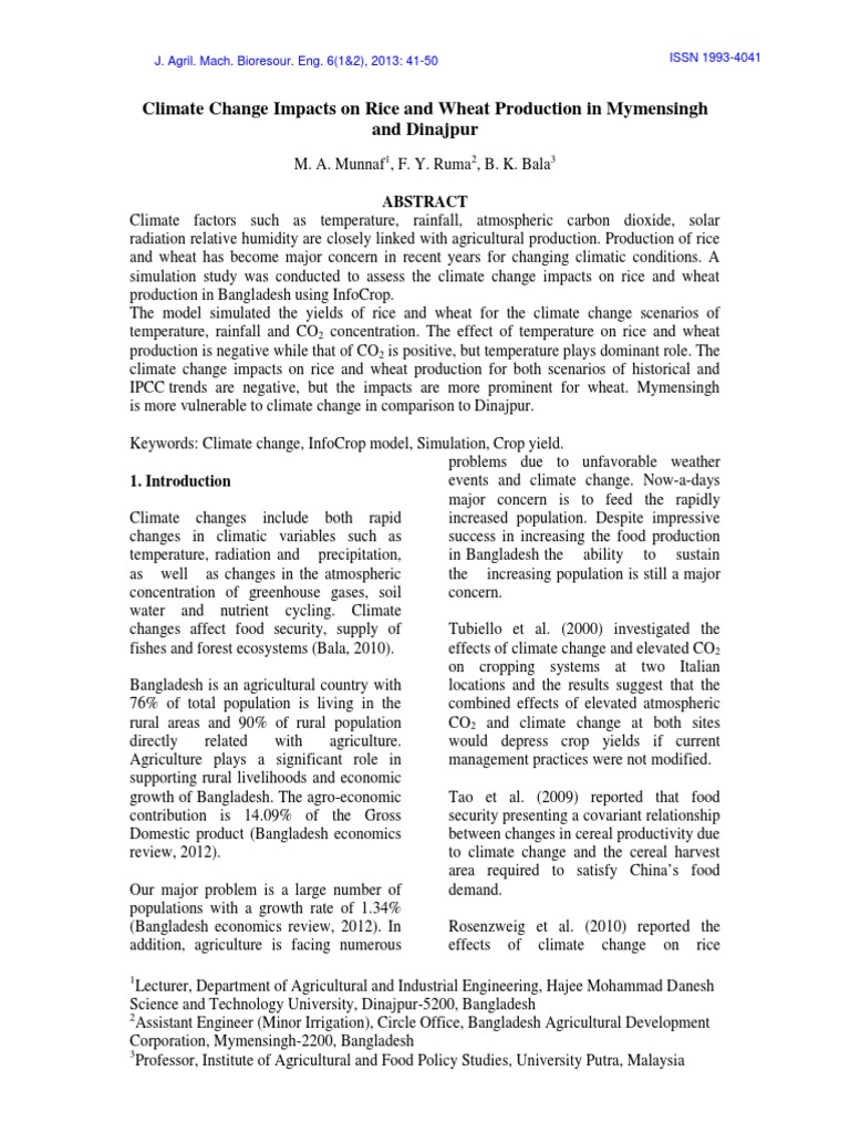 Climate Change Effects on Rice & Wheat | PDF | Global Warming | Carbon ...