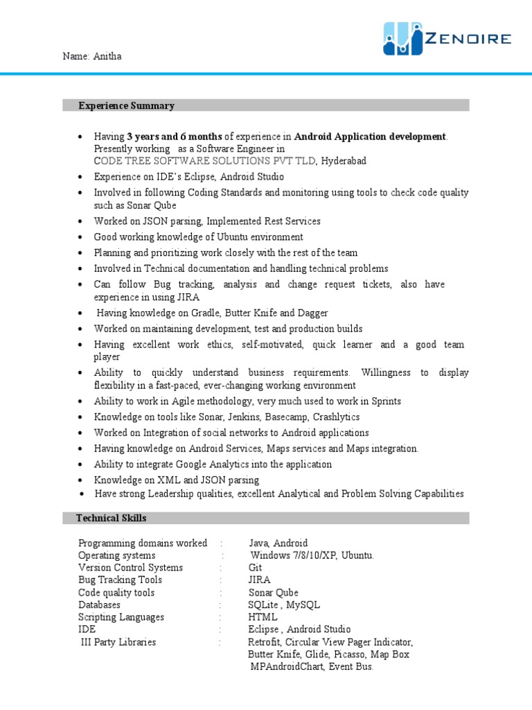 Anitha's Android Development Profile | PDF | Android (Operating System ...