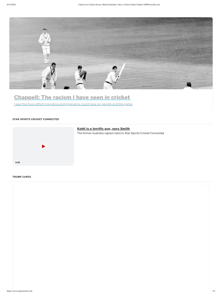 Check Live Cricket Scores, Match Schedules, News, Cricket Videos Online PDF Cricket Test Cricket