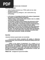 Political Science - Study of Political Structures (E.g. TYPES: Public Ad, Law, Urban - Divided by Natural (E.g. Biology Etc.) and Social Science (E.g