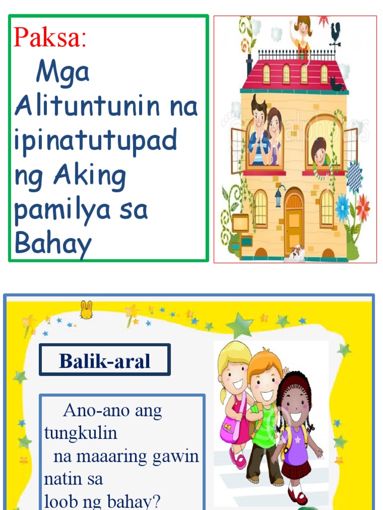 Araling Panlipunan 1 Pagsunod Sa Alituntunin Sa Tahanan