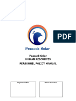 Peacock Solar Human Resources Personnel Policy Manual