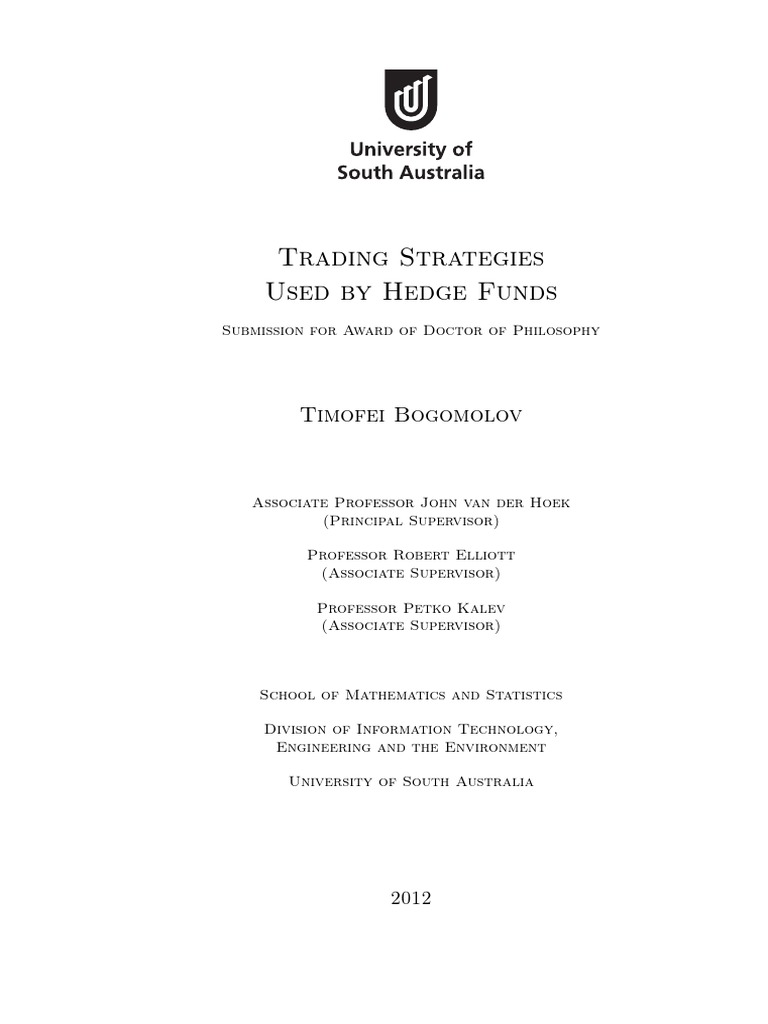 Trading Strategies Used by Hedge Funds | PDF | Stationary Process