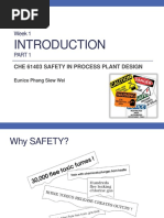 Week 1: Che 61403 Safety in Process Plant Design