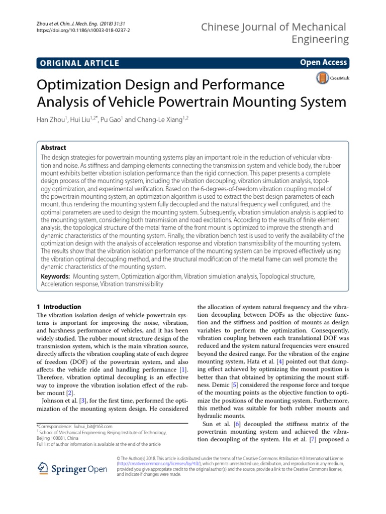 Optimization Design and Performance Analysis of Vehicle Powertrain