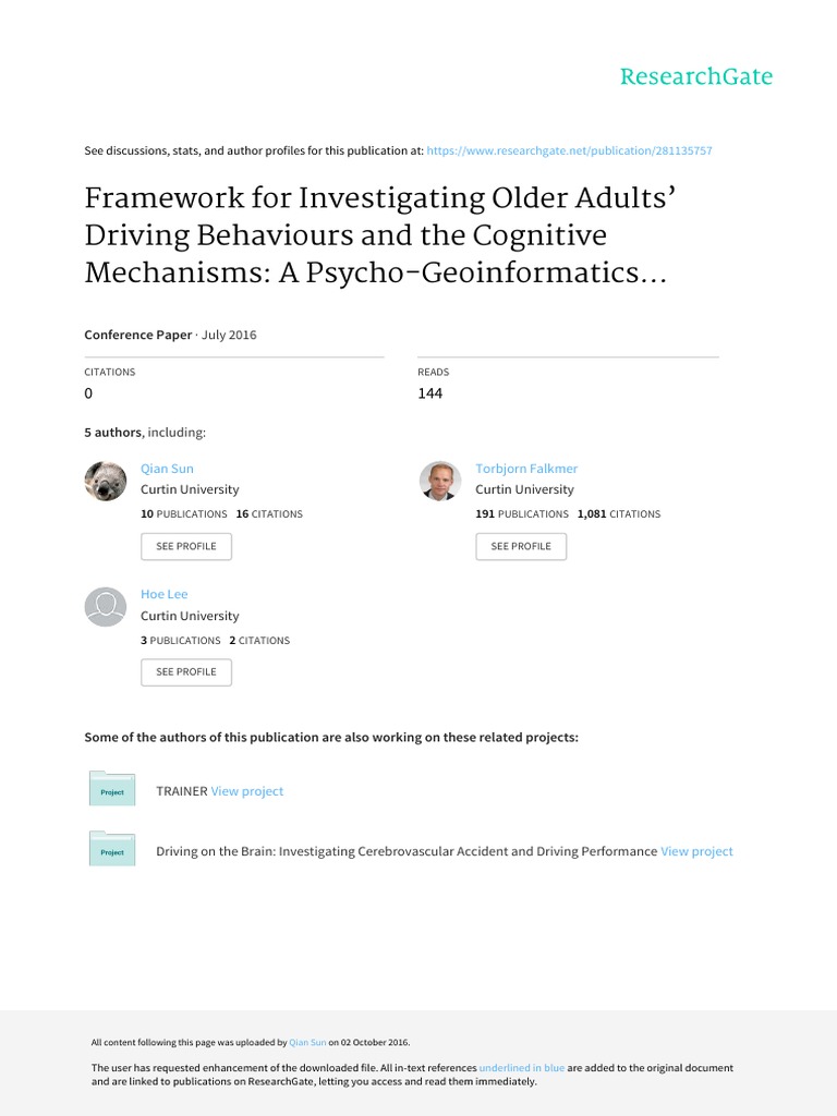 Framework For Investigating Individual Older Adults - Driving ...