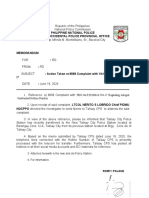 PNP memo on action taken for unattended police hotline complaint