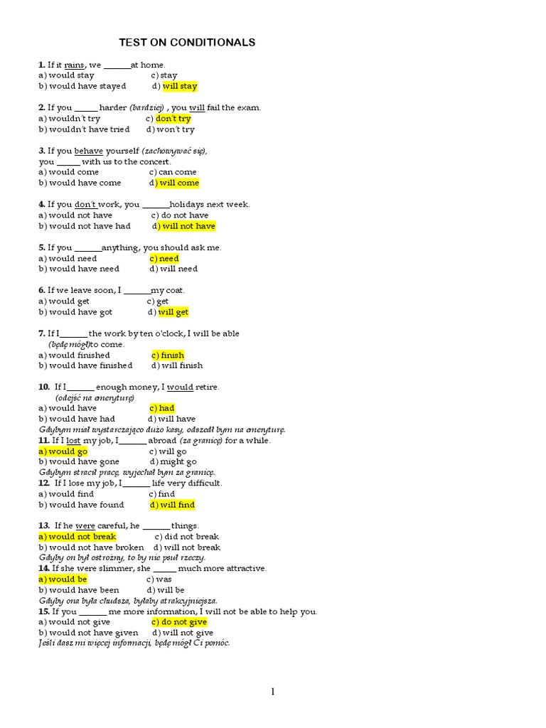 Test On Conditionals | PDF