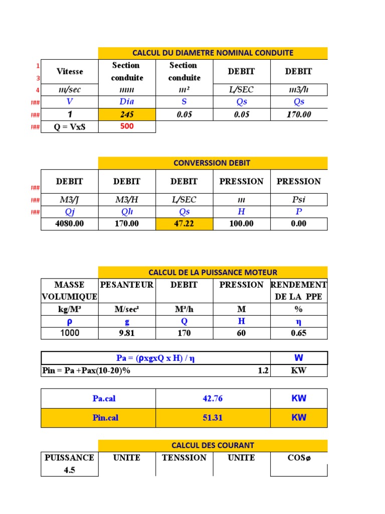 Calcul de la puissance hydraulique PDF — free download