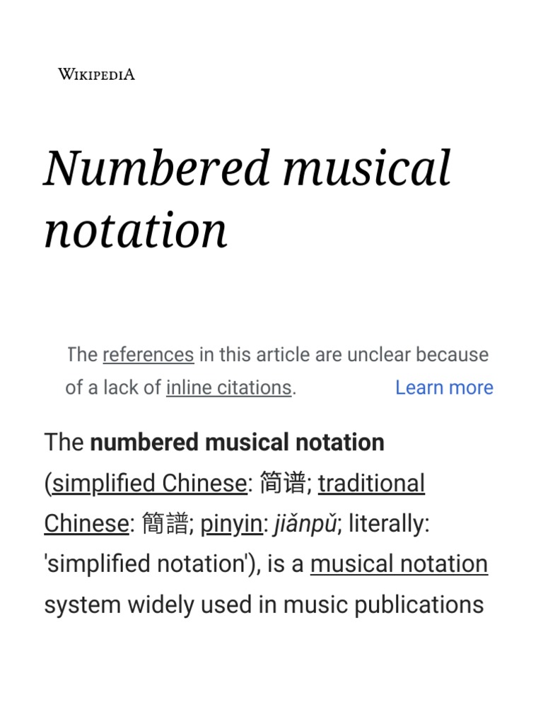 Numbered Musical Notation Wikipedia PDF Minor Scale Musical