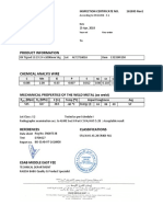 Product Information: Inspection Certificate No. 161095 Rev1