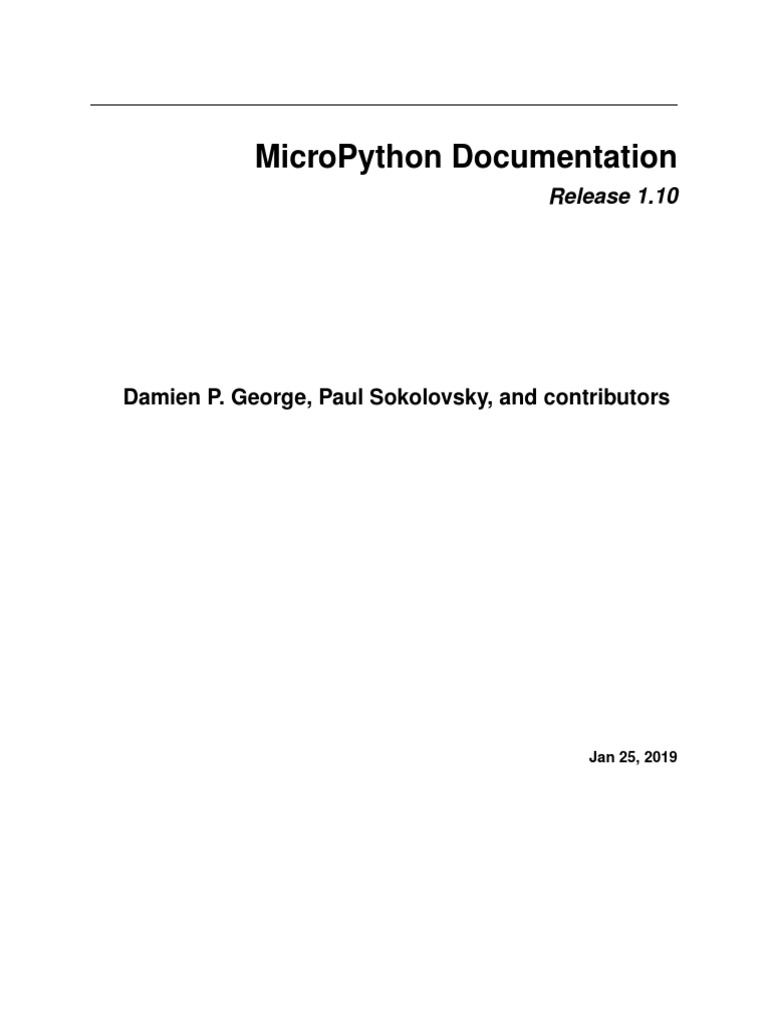 MicroPython Documentation 1.10 PDF | PDF | Analog To Digital Converter |  Computing