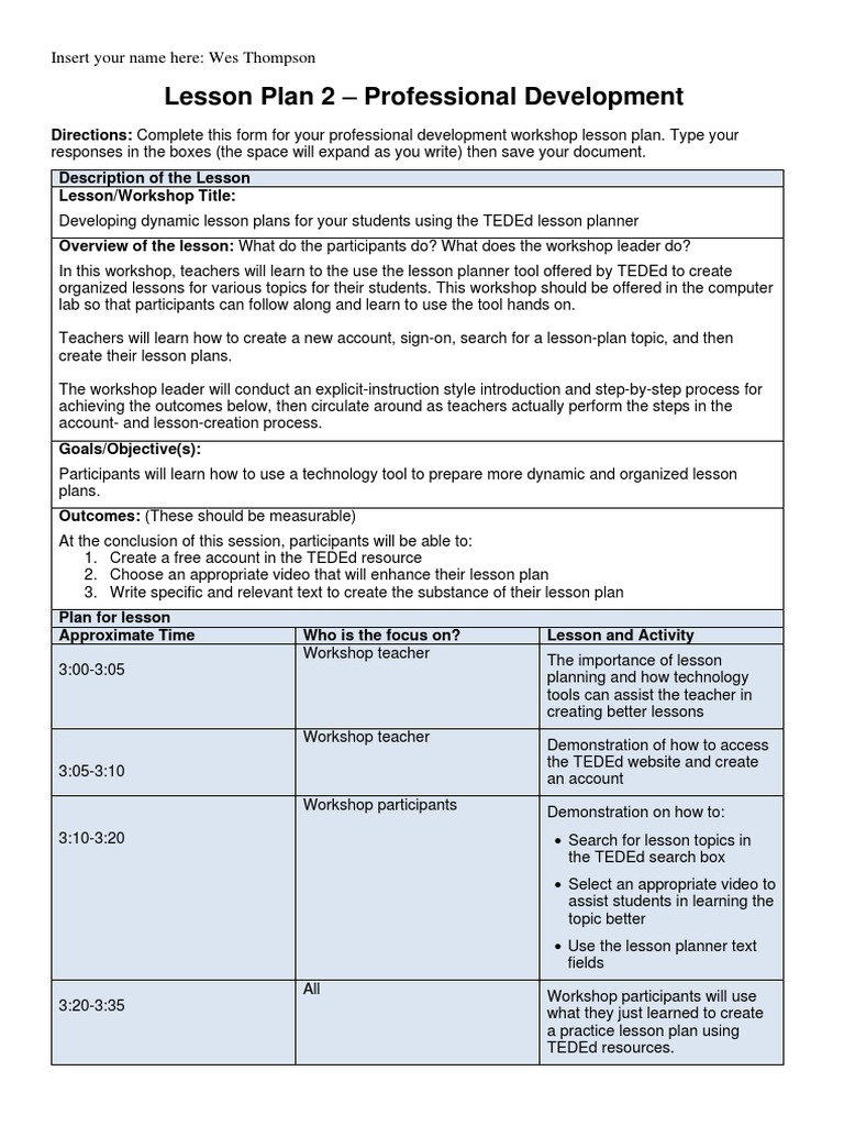 TEDEd Lesson Planning Workshop Guide | PDF | Lesson Plan | Education Theory