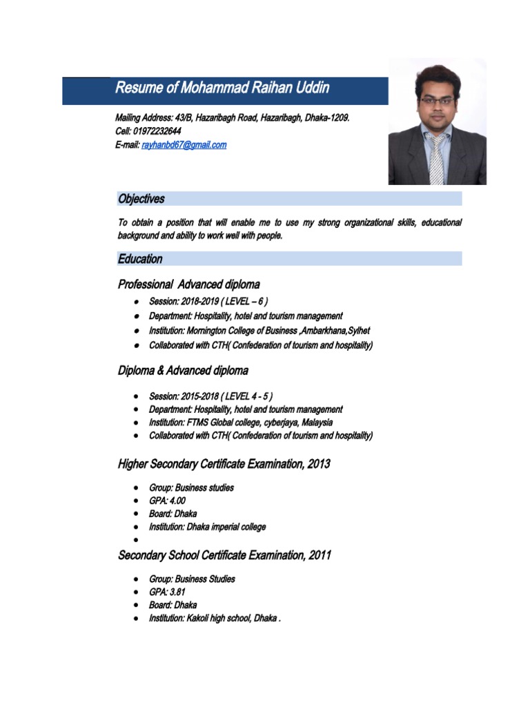 Resume of Mohammad Raihan Uddin | PDF
