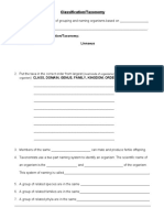 Classification notes worksheet