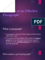 Qualities of An Effective Paragraph