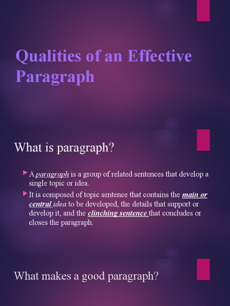 Qualities of An Effective Paragraph PDF John Adams Paragraph
