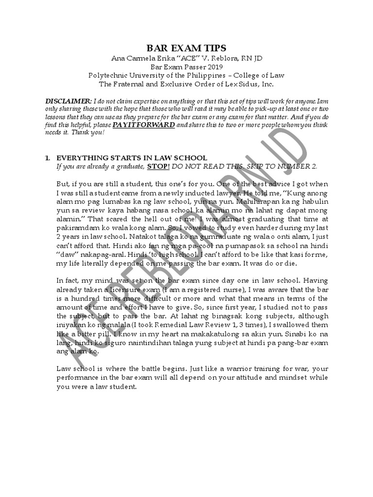 Essential Bar Exam Preparation Tips | PDF | Self-Improvement