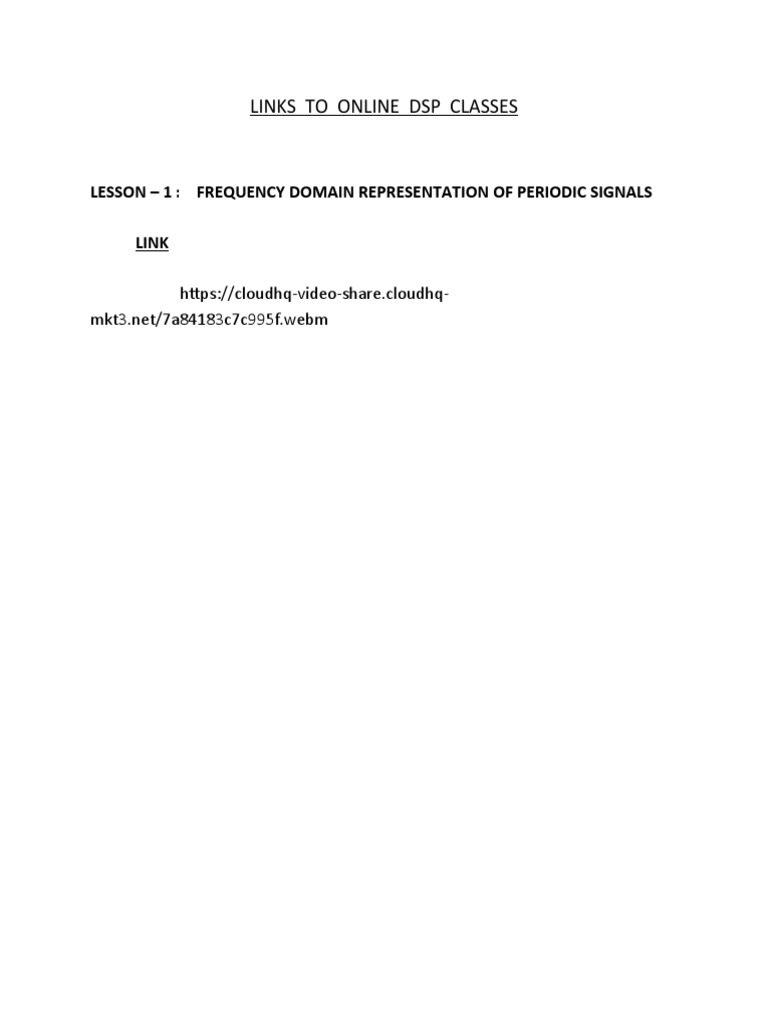 Links To Online DSP Classes | PDF