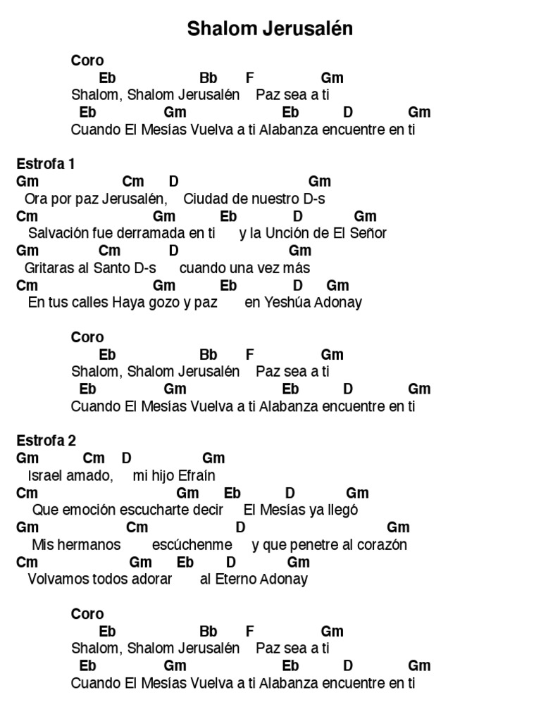 Shalom Jerusalén: Letra y Acordes | PDF | Religión y creencia