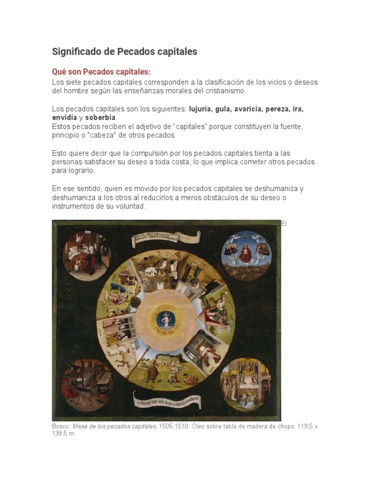 Significado de los Siete Pecados Capitales | PDF | Siete pecados ...