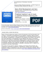 Preschool Teachers Use of Music To Scaffold Children's Learning and Behaviour Early Child Development and Care