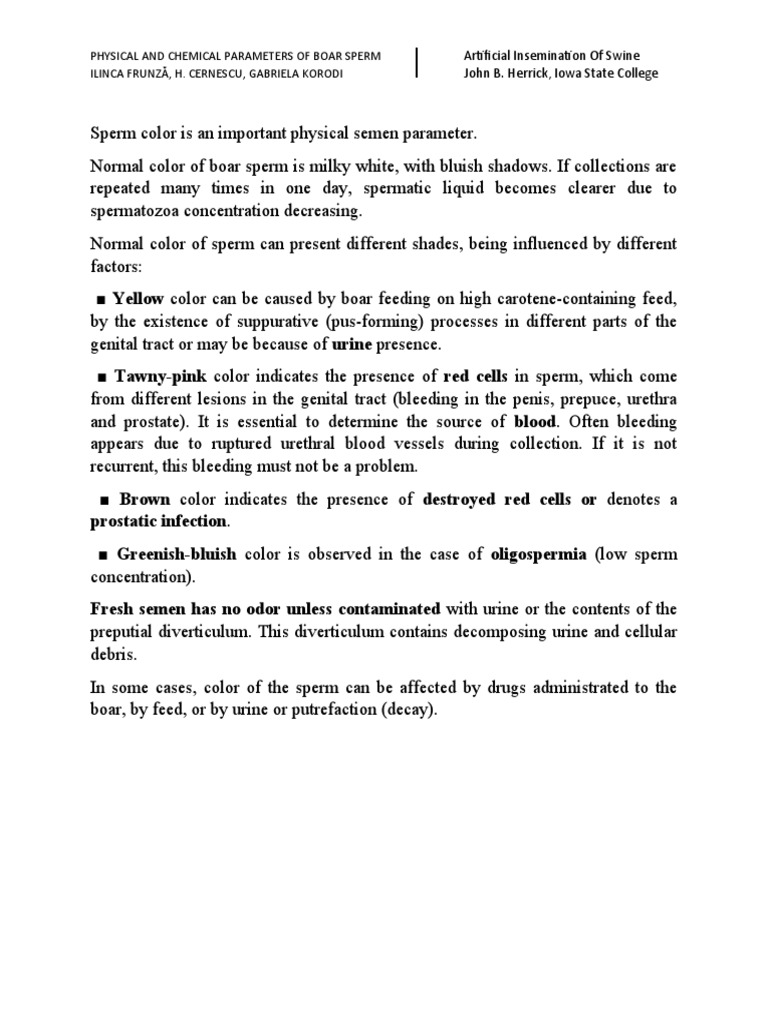 Boar Sperm Color and Its Implications | PDF