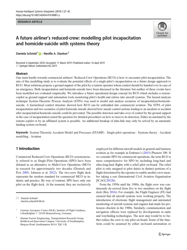 Pilot Incapacitation in Reduced-Crew Aviation | PDF | Federal Aviation ...