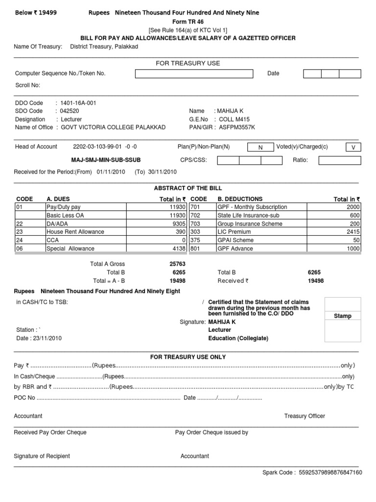 Salary Bill for Gazetted Officer | PDF | Cheque | Debits And Credits