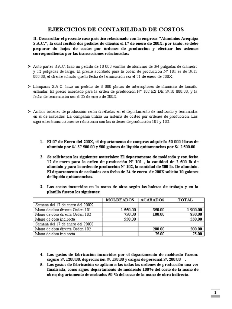 Ejercicios de Contabilidad de Costos | PDF | Costo | Estado de resultados