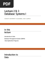 Lecture 2 & 3 Database Systems I: Comsats University Islamabad, Wah Campus