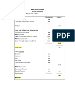 Income Statement and Balance Sheet Format