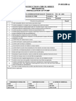 Construction Check Sheet P-0010B-A: Mechanical Installation of Pump