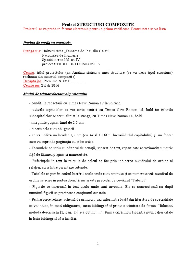 Proiect STRUCTURI COMPOZITE | PDF