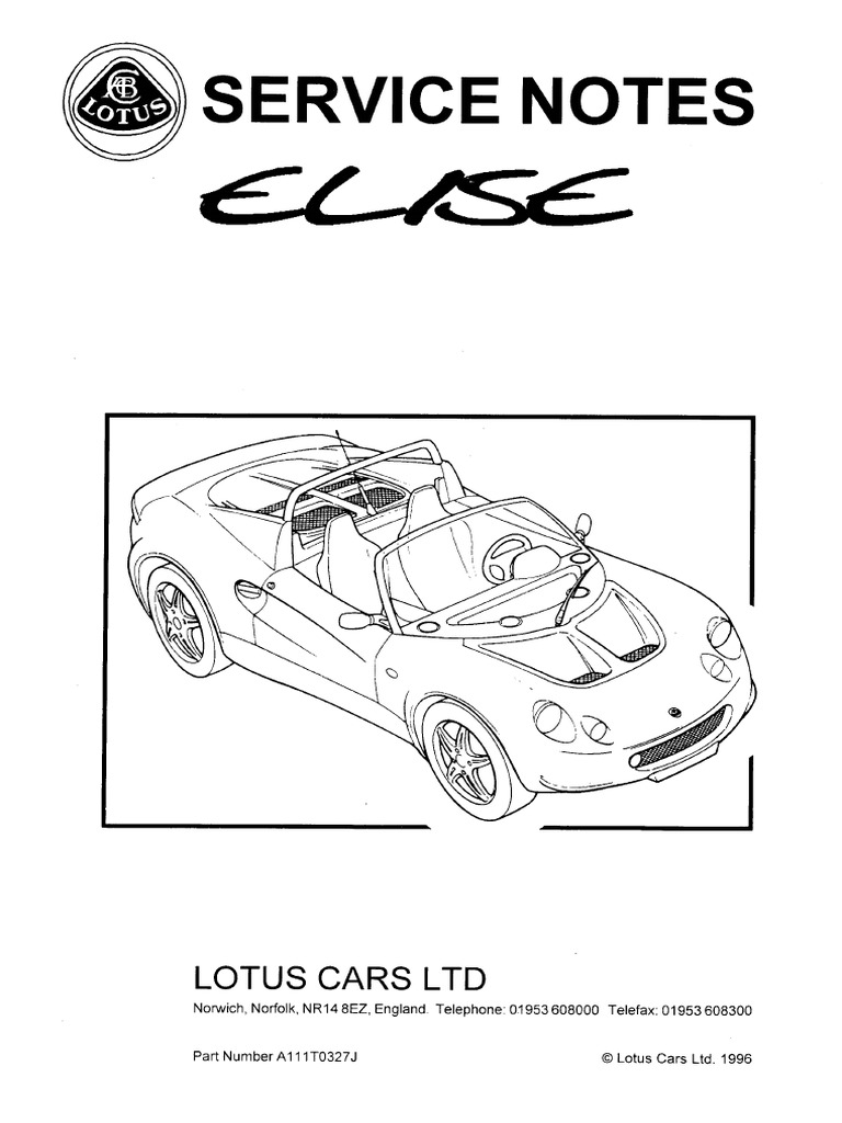 英語版Lotus Elise サービスパーツリスト原本 Lotus Elise Service Manual PDF | PDF