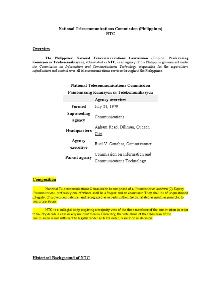 Philippines NTC Overview | PDF | Public Law | Public Sphere